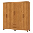 Ver imagem 2 de Guarda-roupa Solteiro Aurora 6 Portas 2 Gavetas 22116 Cinamomo - Carioca Móveis