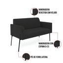 Ver imagem 4 de Sofá Namoradeira 2 Lugares Pé de Ferro Preto Marisa Veludo D03 - D'Rossi Cor Preto