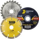 Ver imagem 1 de Disco de Corte Serra Circular Madeira 24 Dentes + Disco Corte Diamantado Segmentado + Disco Corte Me