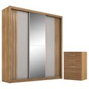 Ver imagem 1 de Cômoda Astral e Guarda Roupa Casal Moema Amêndola Nude Flex com Espelho – Demóbile