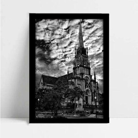 Quadro Decorativo Monumento Cidade Petropólis em Moldura Caixa Tacolado Moldura Caixa 3cm Madeira Co