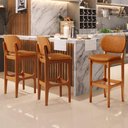 Ver imagem 2 de Kit 05 Banquetas Alta Bar Cozinha Sala Jantar Fixa Betta L02 Imbuia Couríssimo Canela - Lyam Decor