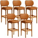 Ver imagem 1 de Kit 05 Banquetas Alta Bar Cozinha Sala Jantar Fixa Betta L02 Imbuia Couríssimo Canela - Lyam Decor