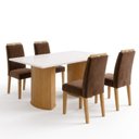 Ver imagem 2 de Conjunto de Mesa de Jantar 4 Lugares Isla e Lyra em MDF Cinamomo e Off White