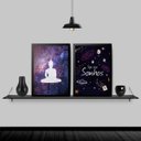 Ver imagem 2 de Kit 2 Quadros Buda Siga Seus Sonhos 33x24cm - com vidro:Madeira preta