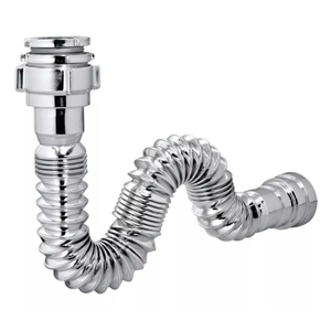 Sifão Extensível Sanfonado Flexível Pvc Cromado até 70cm Cozinha Pia Banheiro Tanque Universal