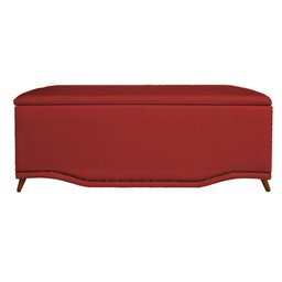 Calçadeira Recamier Baú Casal King 195cm Greta Suede Vermelho - DS Estofados - 1