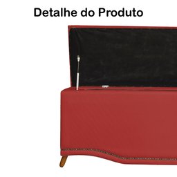 Calçadeira Recamier Baú Casal King 195cm Greta Suede Vermelho - DS Estofados - 3