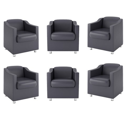 Kit 6 Poltronas Tilla para Salão Recepção – Balaqui Decor Cor:courino Cinza