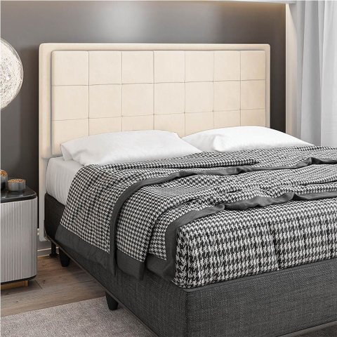 Cabeceira Casal Queen Cama Box 160cm para Quarto Onix Suede Bege M11 - D'Rossi