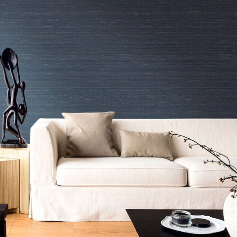 Papel de Parede Linho Azul Escuro Vinilico Lavável+ Cola para Aplicação 3012