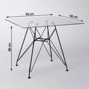 Ver imagem 3 de Jogo de Mesa Eames de Ferro Preto e Tampo Quadrado Vidro 90cm 4 Cadeiras Pretas