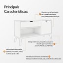 Ver imagem 3 de Aparador London com 1 Gaveta 1 Porta e Nicho para Hall Sala Cantinho Café Design Retrô - Branco