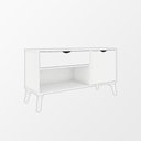 Ver imagem 6 de Aparador London com 1 Gaveta 1 Porta e Nicho para Hall Sala Cantinho Café Design Retrô - Branco