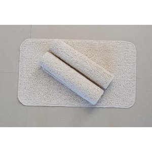Kit 3 Tapetes Algodão Par Sala/Quarto - 0,40x0,70 - Cor Cru Pelo Baixo