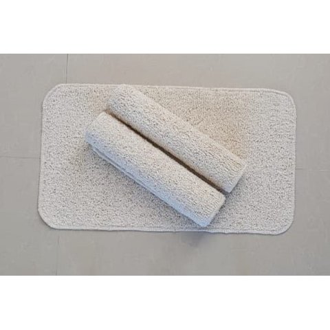 Kit 3 Tapetes Algodão Par Sala/Quarto - 0,40x0,70 - Cor Cru Pelo Baixo