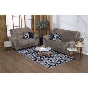 Kit Sala Tapete 3,50 X 1,45 + 4 Capas de Almofada Jacquard Luxo Macio Emborrachado Antiderrapante Es