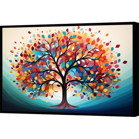 Quadro Decorativo Canvas com Moldura Filete Premium Abstrato Árvore Gg