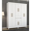 Ver imagem 1 de Guarda Roupa Munique de Casal com Pés e 8 Portas - Branco Demóbile