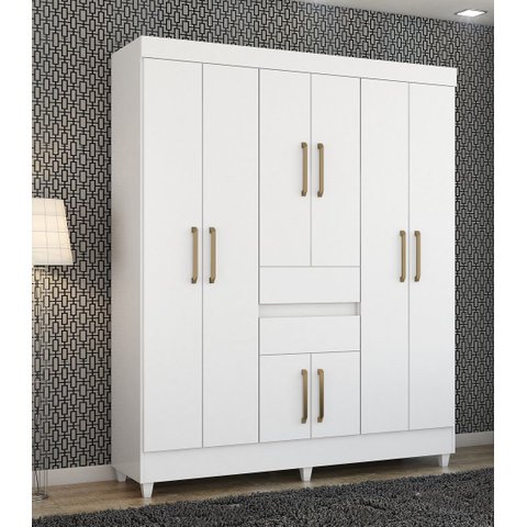 Guarda Roupa Munique de Casal com Pés e 8 Portas - Branco Demóbile