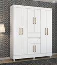 Ver imagem 1 de Guarda Roupa Munique de Casal com Pés e 8 Portas - Branco Demóbile