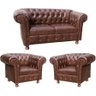 Conjunto Chesterfield 1 Namoradeira 160cm + 2 Poltronas Luiz Xv Corano Marrom - 1