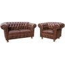 Conjunto Chesterfield 1 Namoradeira 160cm + 2 Poltronas Luiz Xv Corano Marrom - 5