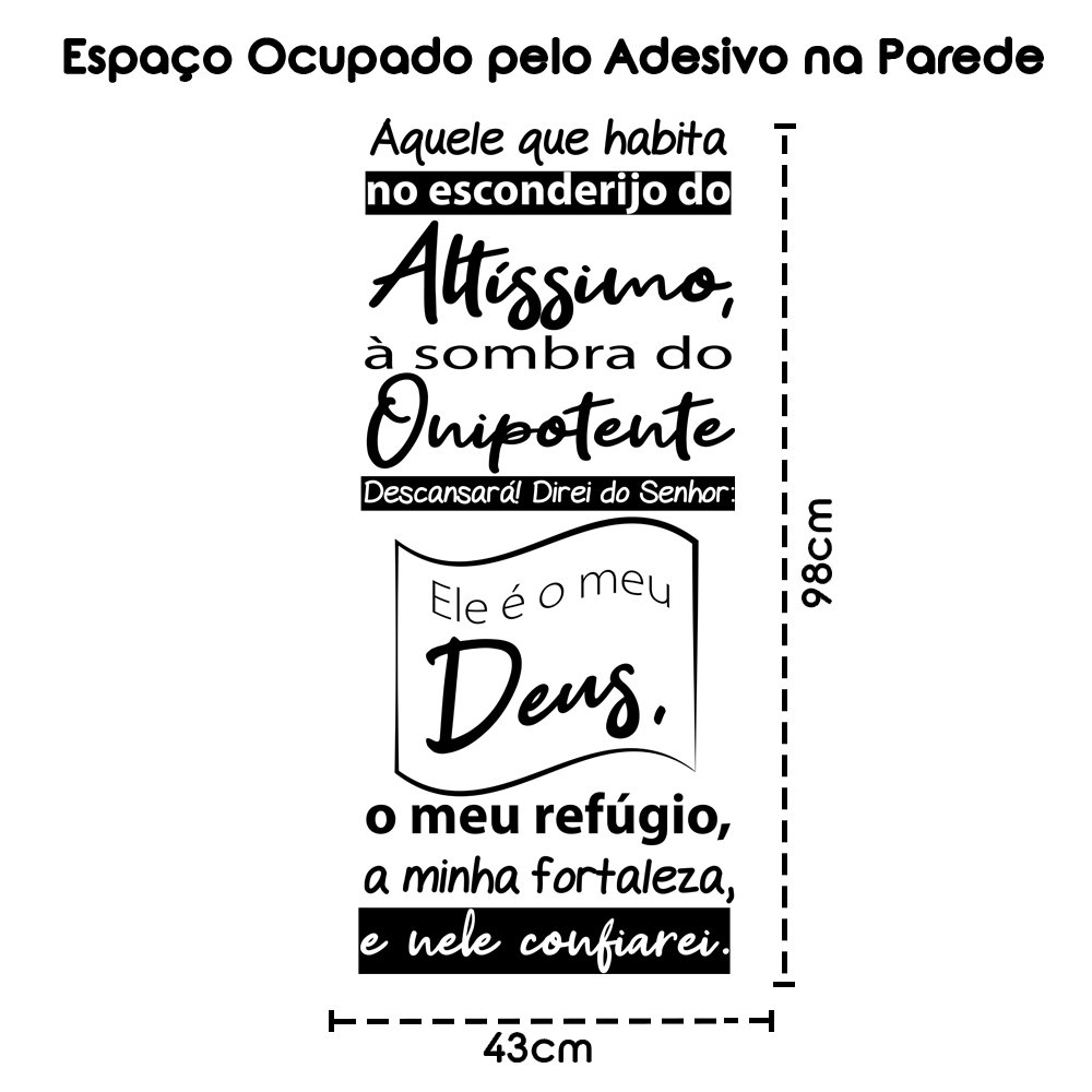 Oração Salmo 91 Adesivo Decorativo Papel Parede Quarto Sala - Cor Preta - 2