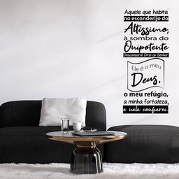 Oração Salmo 91 Adesivo Decorativo Papel Parede Quarto Sala - Cor Preta - 4