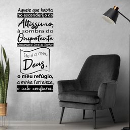 Oração Salmo 91 Adesivo Decorativo Papel Parede Quarto Sala - Cor Preta - 3