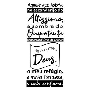 Oração Salmo 91 Adesivo Decorativo Papel Parede Quarto Sala - Cor Preta