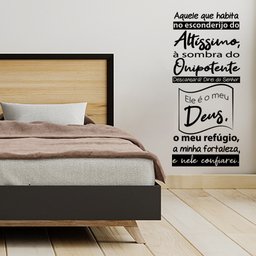Oração Salmo 91 Adesivo Decorativo Papel Parede Quarto Sala - Cor Preta - 5