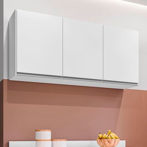 Armário Aéreo Valentina 120cm 3 Portas Branco Maderatto Móveis