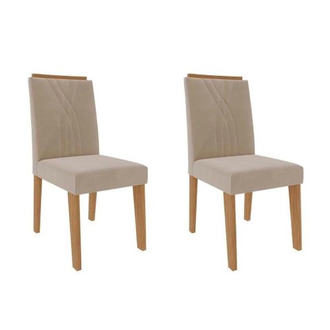 Kit 2 Cadeiras de Cozinha Nicole Savana-nature-suede Nude Bege - Cimol