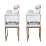 Mesa de Cabeceira Branca 30cm Eco Quarto Infantil Menina Rosa Base Metal Dourada - 7