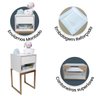 Mesa de Cabeceira Branca 30cm Eco Quarto Infantil Menina Rosa Base Metal Dourada - 5