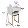Mesa de Cabeceira Branca 30cm Eco Quarto Infantil Menina Rosa Base Metal Dourada - 2