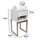 Ver imagem 2 de Mesa de Cabeceira Branca 30cm Eco Quarto Infantil Menina Rosa Base Metal Dourada