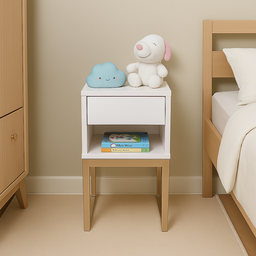 Mesa de Cabeceira Branca 30cm Eco Quarto Infantil Menina Rosa Base Metal Dourada - 3