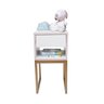 Mesa de Cabeceira Branca 30cm Eco Quarto Infantil Menina Rosa Base Metal Dourada - 8