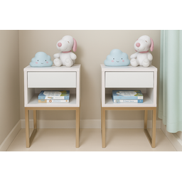 Mesa de Cabeceira Branca 30cm Eco Quarto Infantil Menina Rosa Base Metal Dourada - 6