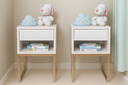 Ver imagem 6 de Mesa de Cabeceira Branca 30cm Eco Quarto Infantil Menina Rosa Base Metal Dourada