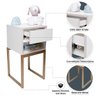 Mesa de Cabeceira Branca 30cm Eco Quarto Infantil Menina Rosa Base Metal Dourada - 4