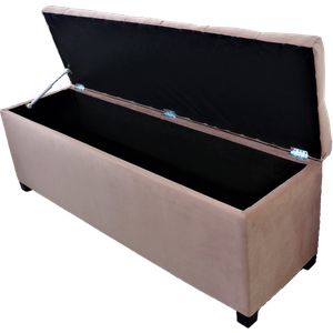Puf Baú Estofado Casal Tamanho de 140x40x45cm Rosa - Tecido em Veludo Suede Liso - Alta Qualidade