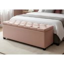 Ver imagem 2 de Puf Baú Estofado Casal Tamanho de 140x40x45cm Rosa - Tecido em Veludo Suede Liso - Alta Qualidade