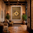 Ver imagem 4 de Quadro Canvas Abstrato Mandala Dourado 70x50cm Mold Branca