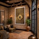 Ver imagem 5 de Quadro Canvas Abstrato Mandala Dourado 70x50cm Mold Branca