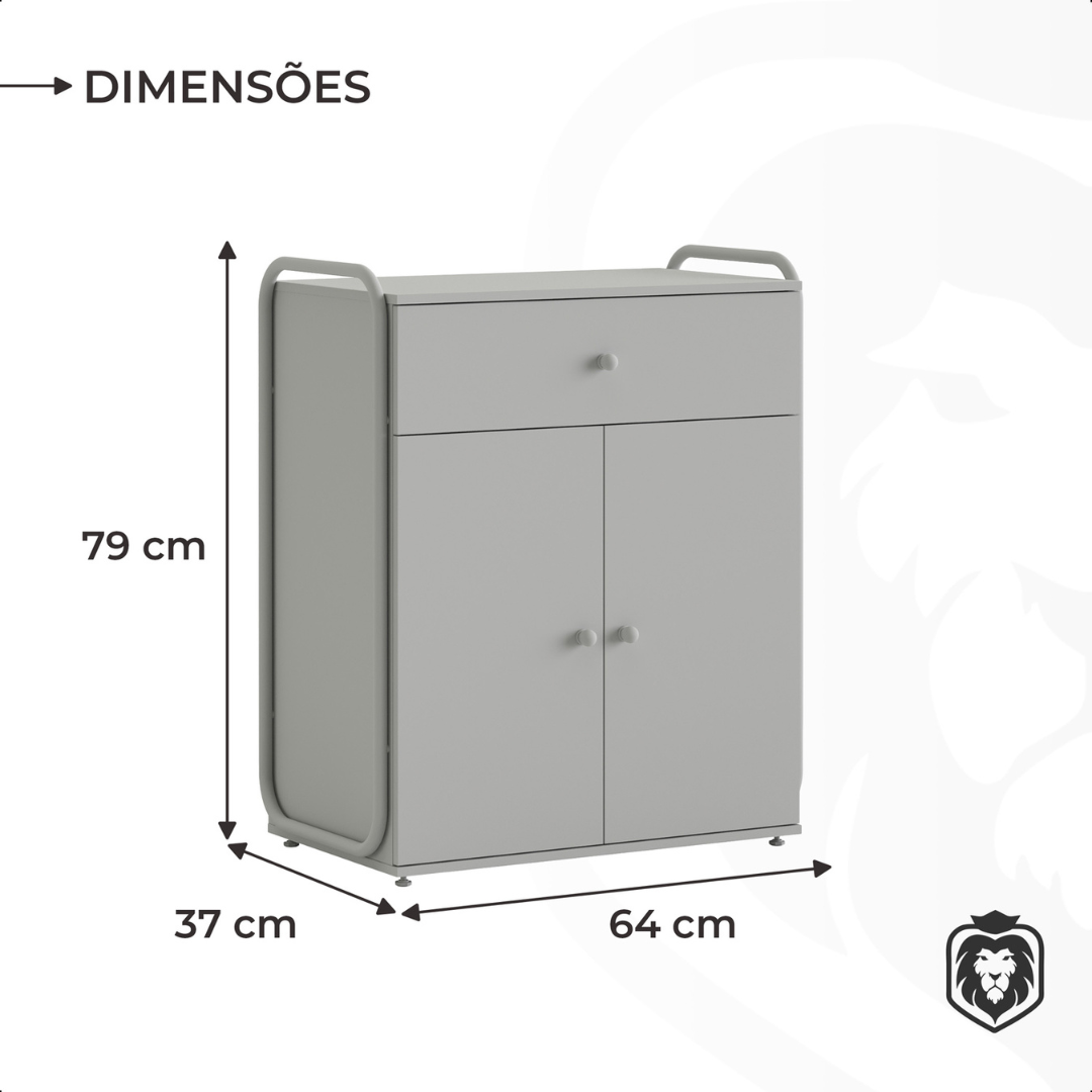 Armário de Escritório 2 Portas com Gaveta Multiuso Criare Preto - 7