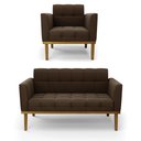 Ver imagem 2 de Kit 2 Poltronas Decorativas Karen Pés Fixo em Madeira Castanho Suede Marrom 19 - Gran Belo