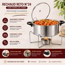 Ver imagem 6 de Kit Rechaud Completo Panela de Aluminio 5 Litros Suporte Tampa de Vidro Fogareiro Buffet Festa Antia